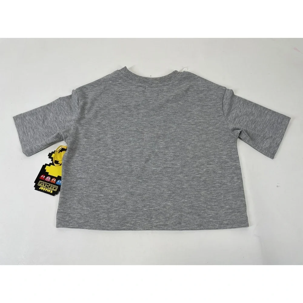 Justice Girls Pacman Cropped‎ Graphic Tee Size XS Gray